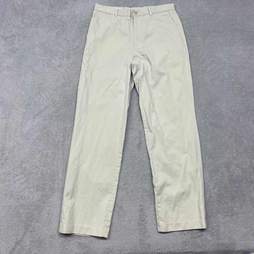 Perry Ellis Pants Mens 32x32 Beige Straight Leg Cotton Lyocell Flat Front Casual